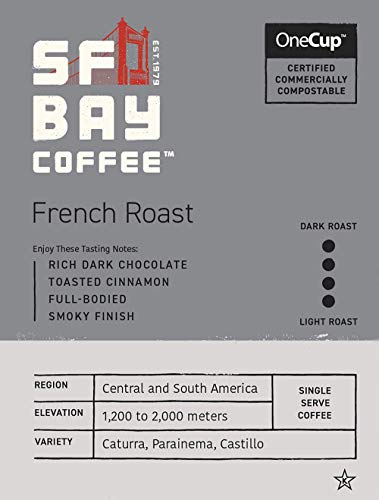 SF Bay Coffee French Roast 12 Ct Dark Roast Compostable Coffee Pods, K Cup Compatible including Keurig 2.0