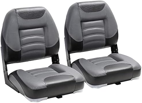 NORTHCAPTAIN T1 Deluxe Low Back Folding Fishing Boat Seats 2 Pack - Premium Bass/Jon/Pontoon Boat Chairs,4 Mounting Screws Included
