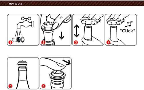 Wine Saver Vacuum Stoppers - Set of 6 Rubber Stoppers for Wine Preservation