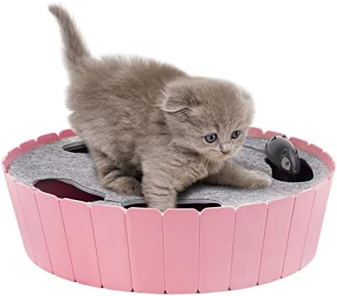 Pawaboo Interactive Cat Toy with Running Mouse, Automatic Track Kitten Toy | Electronic Motion Cat Toy for Indoor Cats, Pop and Play Hide Seek Cats Toys Hunting Mouse for Kitty Play Exercise, Green
