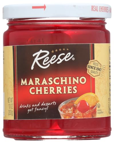 Reese Red Maraschino Cherries with Stem, 10-Ounces (Pack of 12)