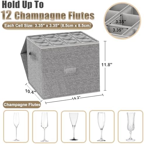 4PCS China Storage Containers, Hard Shell Dish Storage Containers w/ Felt Dividers, Quilted Plate Storage Cases for 12 Place Setting Charger Plates Dinnerware, Stackable Moving Boxes for Dishes
