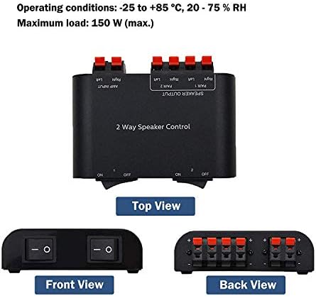 A ADWITS 2-Channel Speaker Switcher Selector Box with Terminal Claps 150W RMS per Channel, Black