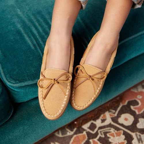 Minnetonka Women's Pile Lined Hardsole Moccasin Slippers