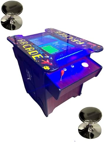 Full Size Commercial Grade Cocktail Arcade Machine 2 Player Upgraded Trackballs 412 Games 22" LCD Screen Tempered Glass 2 Stools Included 5 Year