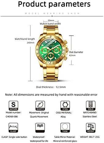 DREAMING Q&P Fq-005 Classic Style Gold Stainless Steel Mens Wrist Watches with Crystals for Man