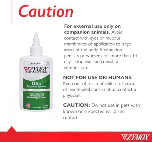 PKB Animal Health Zymox Otic Enzymatic Solution for Dogs and Cats to Soothe Ear Infections Without Hydrocortisone for Itch Relief, 4oz