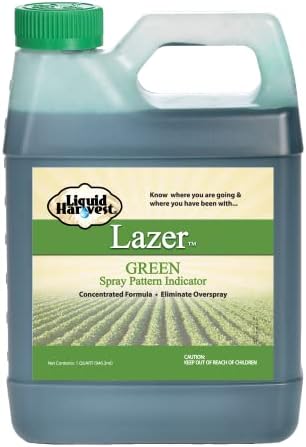 Liquid Harvest Lazer Green Concentrated Spray Pattern Indicator - 1 Quart (32 Ounces) - Perfect Weed Dye, Fertilizer Marking Dye, Turf and Herbicide Marker