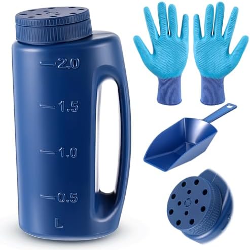 Handheld Spreader Set with Scoop & Gloves for Seed, Salt, De-icer,Green