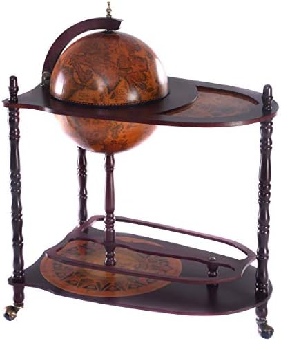 AchieveUSA Vintage Globe Wine Stand Bottle Rack with Extra Shelf