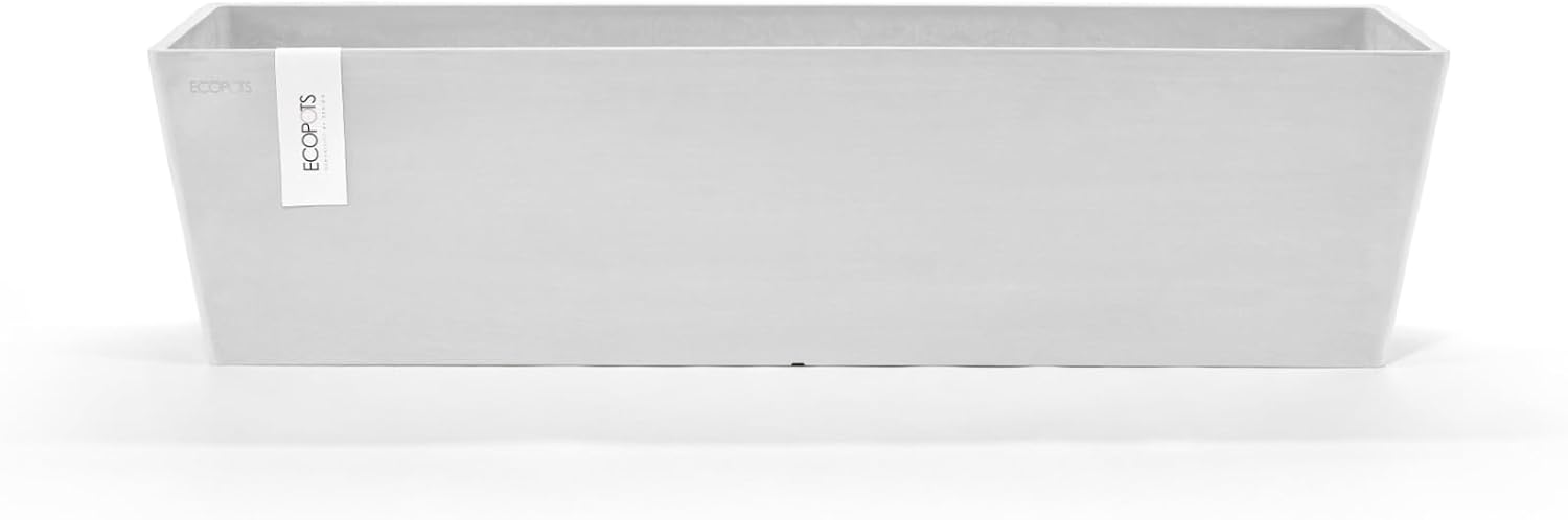 Ecopots Bruges Rectangular Flower Planter, Grey, 21.5" | Modern Style, Durable Recycled-Based Composite Construction, Weather and UV-Resistant, for Indoor/Outdoor Use