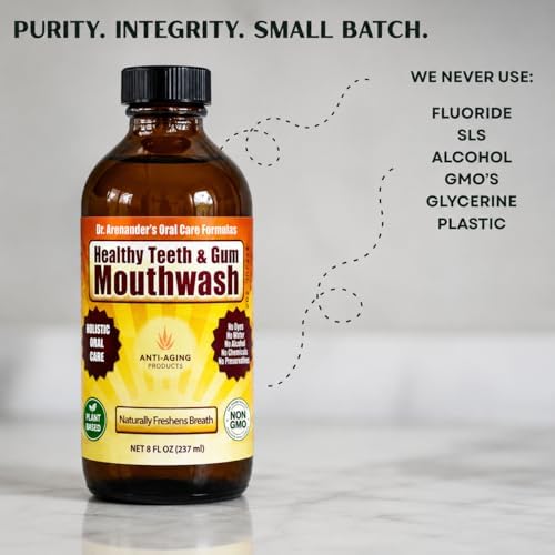 Healthy Teeth & Gum Mouthwash 8 fl oz, Herbal Oral Rinse for Fresh Breath | Organic, alcohol- & fluoride-free, non-GMO; supports healthy gums & enamel