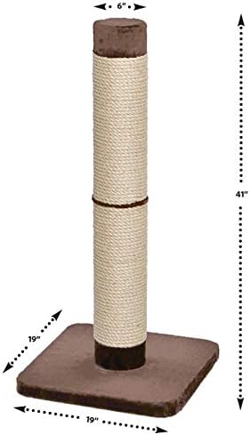 MidWest Homes for Pets Feline Nuvo Grand Forte Scratching Post, 41 Inches Tall, Heavy-Duty Sisal Post with Wide Base, Thick Brown Faux Fur, for Large and Multi-Cat Households