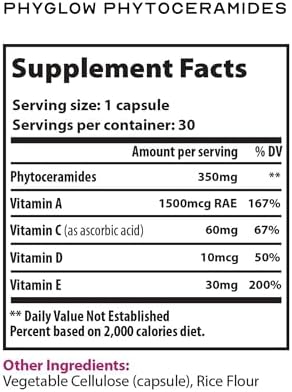 Phytoceramides Ceramide Skin Hydration Restore Beauty Health Supplement, Hyaluronic Acid Alternative Pills w/Multivitamins A, C, D, E