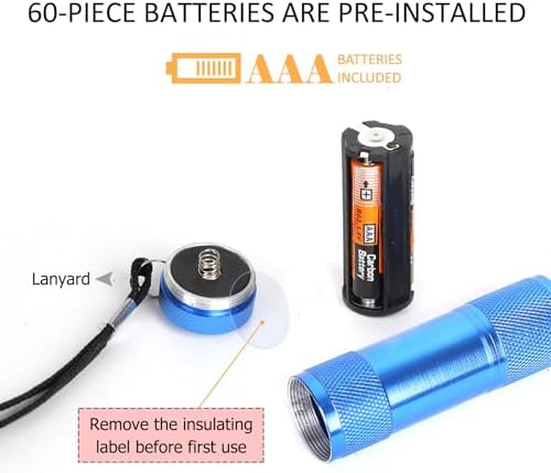 FASTPRO 20-Pack Aluminum 6-LED Flashlights Set with AAA Batteries Included | Mini Flashlights with Lanyard, Flashlights Bulk, Holiday Gifts