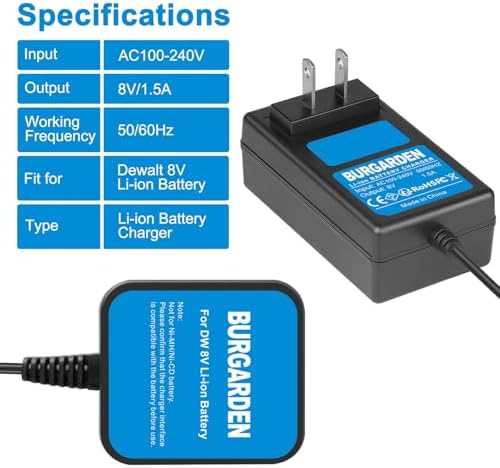 8V Charger Compatible with Dewalt DCB080 DCF680N1 | DW4390 DCF682 DCF680N2 DCF680G2 DCB095 Fit for Dewalt 8v Pod Style Li-Ion Battery