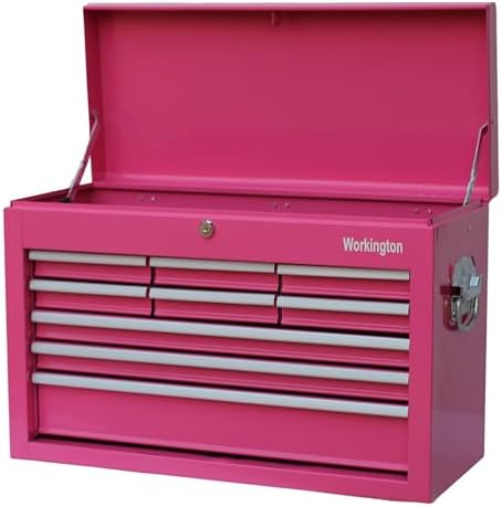 Workington Portable Metal Tool Chest with 9 Drawers, 24" 9-Drawer Tool Chest Cabinet with Ball Bearing Drawer Slides