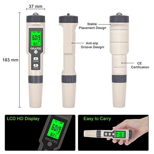 Digital Salinity Tester for Salt Water - Waterproof IP67 Salinity Meter with ATC Large Range 0-200ppt Saltwater Tester for Seawater, Aquariums