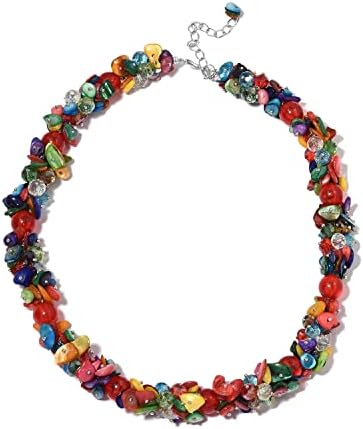 Shop LC Red & Multi Color Shell Cubic Zirconia CZ Bead Strand Beaded Necklace Fashion Delicate Gifts for Women Jewelry