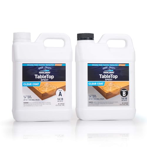 TotalBoat Table Top Epoxy Resin - 1 Gallon Kit for Bars and Countertops | Two-Part Epoxy Coating for Bars and Tables, Woodworking, and Resin Art