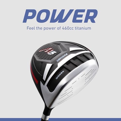 Precise - Men's Golf Club Set | 460cc titanium driver, 14-piece complete bag, fairway wood & hybrid, irons through wedge, putter, stand bag, left/right
