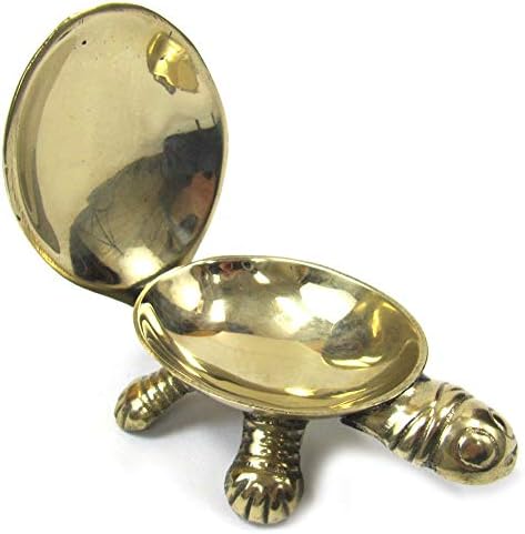 BR 23073X-VC Shalimar's Solid BrasTurtle Box/Jewelry Organizer Tray Hand-Painted Animal Figurine Collectible, Medium, Yellow