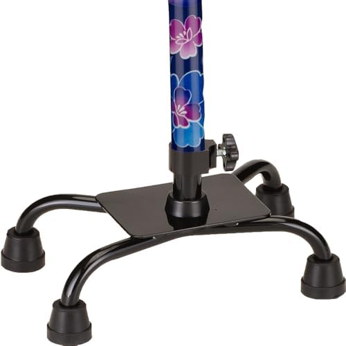 NOVA Designer Quad Cane, Lightweight Four Legged Cane with Soft Grip Handle, Height (for Users 4’11” - 6’4”) & Left or Right Adjustable, Butterflies Design