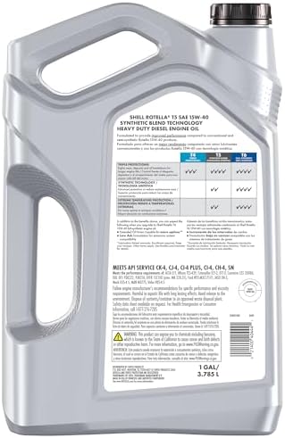 Shell Rotella T5 Synthetic Blend 15W-40 Diesel Engine Oil, 1 Gallon (3 Pack)