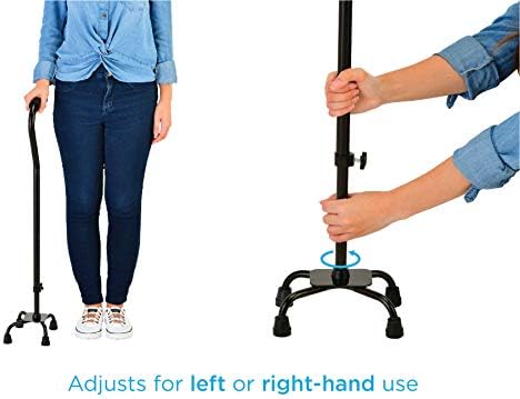 NOVA Medical Quad Cane- Large Base with Offset Silver