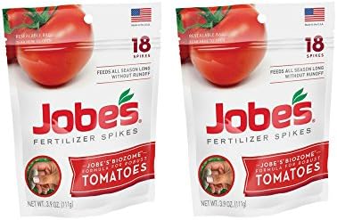 Jobe’s Tomato Fertilizer Spikes 6-18-6 Time Release Fertilizer, 18 Spikes per Resealable Waterproof Pouch (2-Pack)