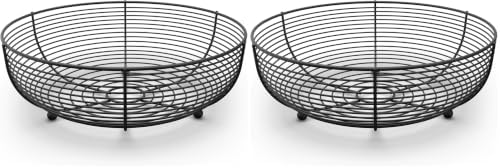 CAXXA Countertop Fruit Bowl, Wire Basket for Fruits, Breads, Vegetables,Snacks, Black