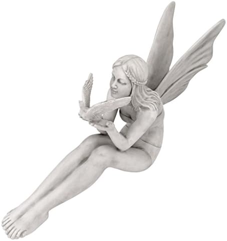 Design Toscano KY71004 Fiona The Flower Fairy Garden Statue, 17 Inch, Antique Stone