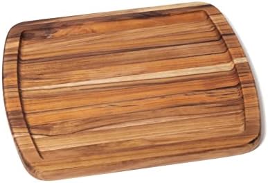 Lipper International 7215 Teak Wood Edge Grain Kitchen Cutting and Serving Board, Small, 12" x 9" x 5/8"