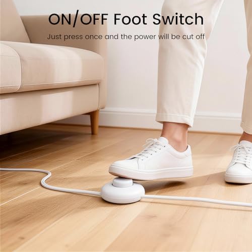 2 Pack 12 Feet 3 Outlets with Hand/Foot Switch Extension Power Cord.