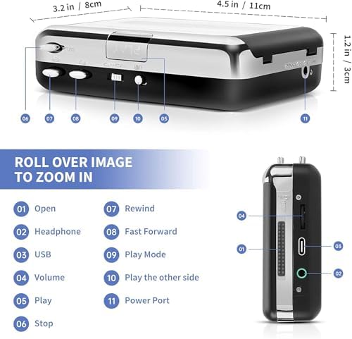 Cassette Tape Player – Portable Tape Player Audio Cassette to Digital Converter