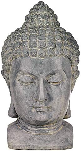 John Timberland Meditating Buddha Head 18 1/2" High Outdoor Statue | Sculpture Zen Asian Japanese Garden Decor Front Porch Patio Yard Outside Home