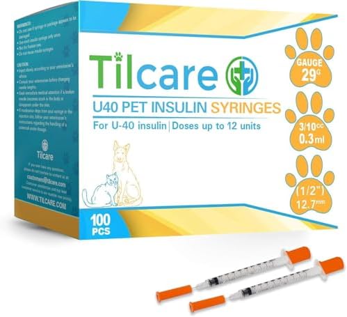 U40 Pet Insulin Syringes with Needle: 29 g 0.3 Cc 12.7 mm 1/2"- 100-Pack