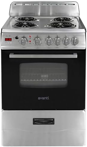 Avanti Compact Series Electric Range Oven with Framed Glass Door, 4 Coil Burners for Flexible Cooking, Pull-Out Storage Drawer, 2.6 Cu.Ft.
