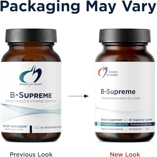Designs for Health Vitamin B Supreme - B Complex Vitamins for Metabolism, Energy Support + Heart Health - Folate, Vitamin B12, Niacin, Biotin, Vitamin B6 + Thiamine B1 Supplement (60 Vegan Capsules)