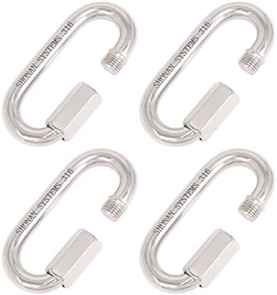 SHONAN Heavy Duty Marine Chain Quick Links, Stainless Steel Chain Connectors, Corrosion Resistant Locking Carabiners