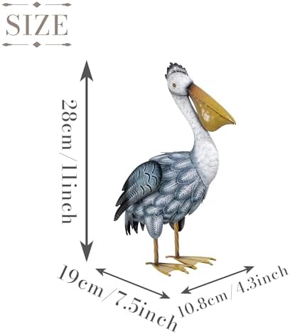 TERESA'S COLLECTIONS Pelican Statues Outdoor Decor, 16.5" Coastal Ocean Bird Garden Statues & Sculptures, Metal Yard Art Lawn Ornaments for Patio