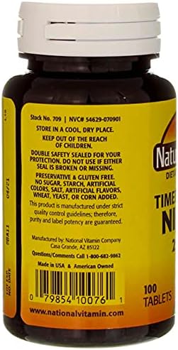 Nature's Blend Niacin Timed Release 250 mg 250 mg 100 Tabs