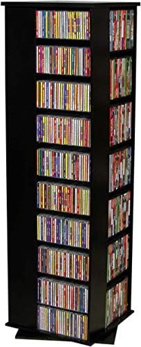 Venture Horizon 4-Sided Revolving Media Tower 1000 - Black: Laminated Wood Composites (MDF), Black-Color, 18.75" L x 18.75" W x 63" H