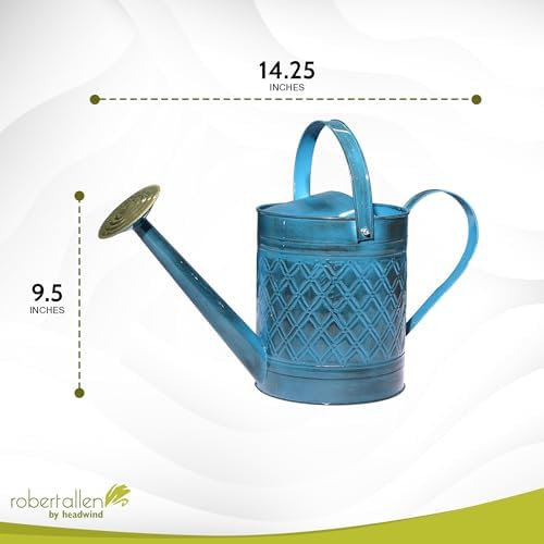 Home & Garden MPT01503 Robert Allen MPT011503 Wexley Metal, 2 Gallon, Mountain Waves 5 Gallon Watering can, 2 gal