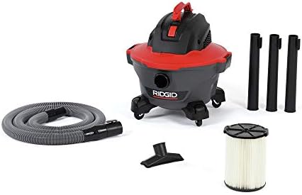 RIDGID 62698 RT0600 NXT 6-Gal. Wet Dry Shop Vacuum with Casters, 4.25 Peak HP Motor, and Pro Locking Hose, Dark Gray and Red