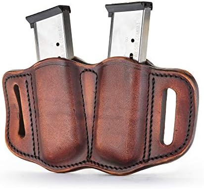 1791 Gunleather Double Mag Pouch, Single Stack 9mm, 40, 45 Magazine Holder | Double magazine pouch fits most 1911 single stack mags, handcrafted with 100% American steerhide leather