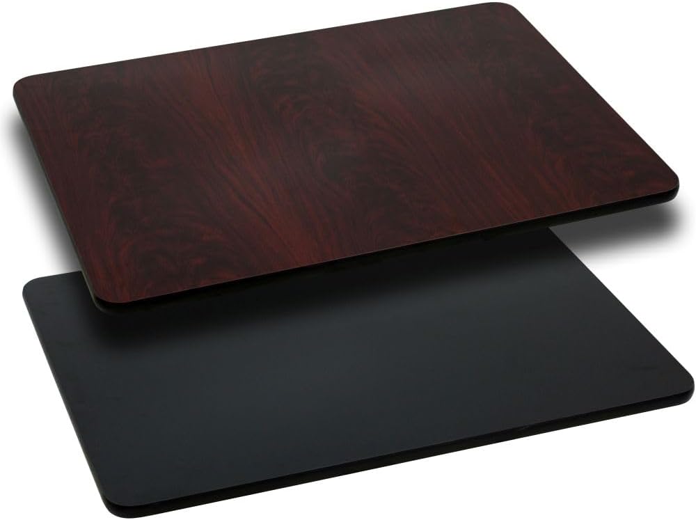 Flash Furniture 60x30" Reversible Table Top, Black/Mahogany | Reversible Laminate Top, Durable Construction, Commercial Use