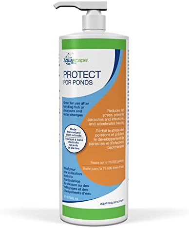 Aquascape Protect Water Treatment Koi and Fish Ponds, All-Natural Formulation Effectively Reduces Fish Stress and Promotes Fish Health | 4 (32-Ounces)
