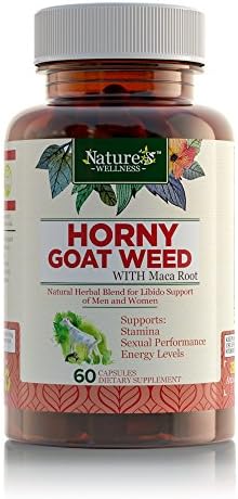 Horny Goat Weed Extract with Maca, Tribulus, L-Arginine, Ginseng - Enhance Energy & Performance for Men & Women - Boost Libido