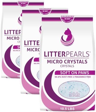 Litter Pearls Micro Crystals Unscented Non-Clumping Crystal Cat Litter with Odorbond, 7 lb, White, Clear and Blue Crystals (LPMC7)